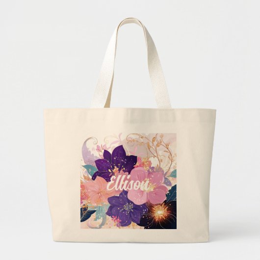 weelderige bloemensymfonie grote tote bag (Voorkant)