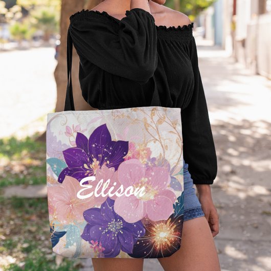 weelderige bloemensymfonie tote bag