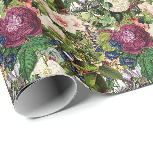 Weelderige bloementuin  botanische Prints Cadeaupapier (Rol Hoek)