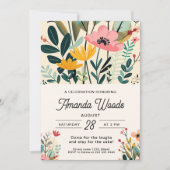 Weelderige bloemenvreugde viering kaart (Voorkant)