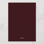 Weelderige bloemige burgundy bruiloft kaart (Achterkant)