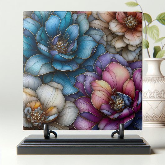 Weelderige bloesems met glinsterende gouden accent tegeltje