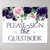 weelderige bloesems | Paarse en PInk Gastenboek Si Poster (Voorkant)