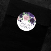 Weelderige Bloesems | Paarse en Roze Bloemenboeket Ronde Sticker