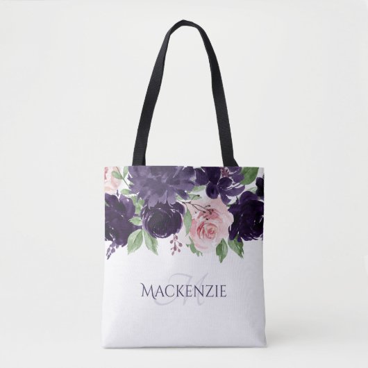 weelderige bloesems | Paarse en Roze Boeket Custom Tote Bag (Voorkant)