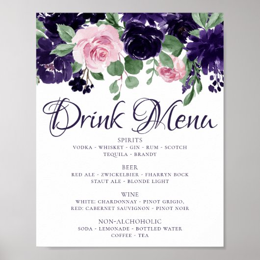 weelderige bloesems | Paarse en roze Garland Drink Poster (Voorkant)