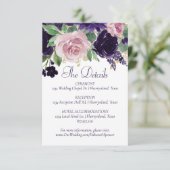 weelderige bloesems | Paarse en roze roos bloemdet Informatiekaartje (Staand voorkant)