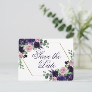 weelderige bloesems Paarse en Roze Roos Save the Briefkaart