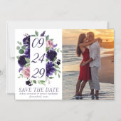 weelderige bloesems | Paarse en Roze Roos Save the Magnetische Uitnodiging (Voorkant)