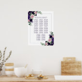 weelderige bloesems | Paarse en Roze Roos Zitkaart Poster (Keuken)