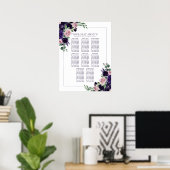 weelderige bloesems | Paarse en Roze Roos Zitkaart Poster (Thuiskantoor)