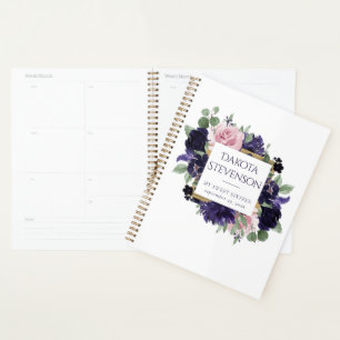 weelderige bloesems   Paarse en Roze Rose Bloemen  Planner
