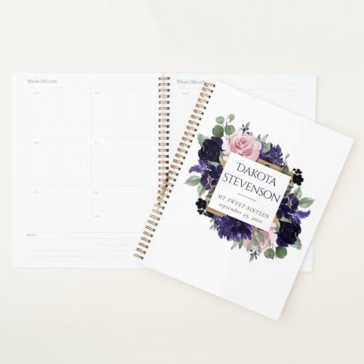 weelderige bloesems | Paarse en Roze Rose Bloemen  Planner (Display)