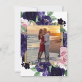 weelderige bloesems | Paarse en Roze Rose Initiaal Kaart (Achterkant)