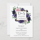 weelderige bloesems | Paarse en Roze Rose Initiaal Kaart (Voorkant)