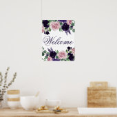 weelderige bloesems | Paarse en Roze Rose Welkom Poster (Keuken)