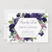 weelderige bloesems | Paarse en Roze Roze Krans Fo Save The Date (Voorkant)