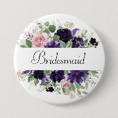 weelderige bloesems | Paarse en Roze Rozen Bruidsf Ronde Button 7,6 Cm (Voorkant)