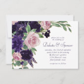 weelderige bloesems | Paarse en roze rozen bruilof Kaart (Voorkant)