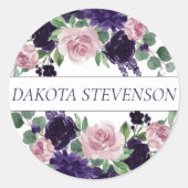 weelderige bloesems | Paarse en Roze Rozen Custom Ronde Sticker (Voorkant)