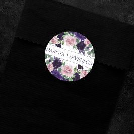 weelderige bloesems | Paarse en Roze Rozen Custom Ronde Sticker