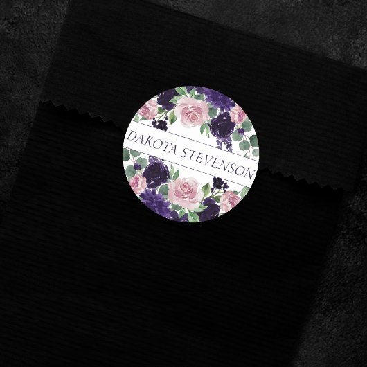 weelderige bloesems | Paarse en Roze Rozen Custom Ronde Sticker