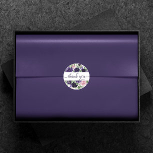 weelderige bloesems   Paarse en roze rozen Dank u Ronde Sticker