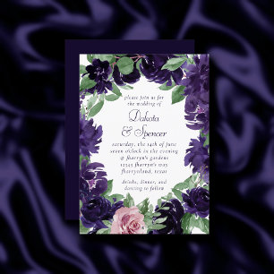 weelderige bloesems Paarse en Roze Rozen Krans Kaart