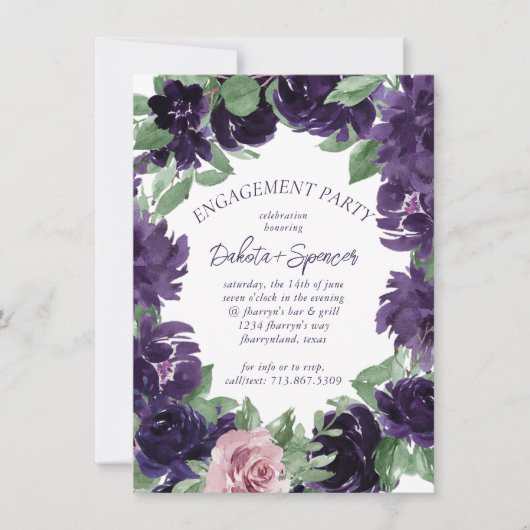 weelderige bloesems | Paarse en Roze Rozen Verlovi Kaart (Voorkant)