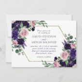 weelderige bloesems | Paarse en roze rozenboekette Kaart (Voorkant)