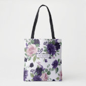 weelderige bloesems | Roze en Paarse Bloemen Bruid Tote Bag (Voorkant)