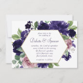 weelderige bloesems | Roze en Paarse krans gouden  Kaart (Voorkant)