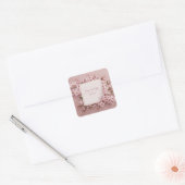 Weelderige Blos Roze Kersenbloesem Gouden Vierkant Vierkante Sticker (Envelop)