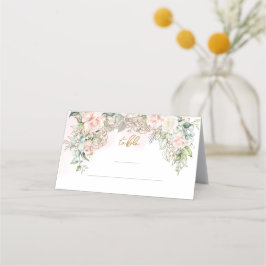 Weelderige blos rozen boeket bruiloft plaats kaart plaatskaartje