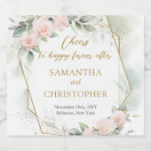 Weelderige blos rozen eucalyptus en gouden bruilof bier etiket (Enkel label)