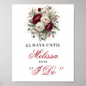 Weelderige Blush Bourgondië Countdown Bord Decorat Poster (Voorkant)