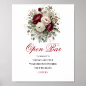 Weelderige Blush Bourgondië Open Bar Trouwbord Poster (Voorkant)