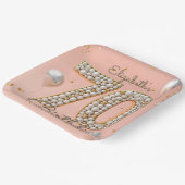 Weelderige Blush Roze Gouden Parel Mozaïek 70ste V Papieren Bordje (Gebogen)