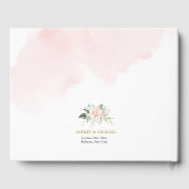 Weelderige boho lichtroze rozen gouden bruiloft gastenboek (Achterkant)