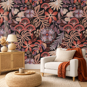 Weelderige Boho Tropische Botanische Tuin Behang