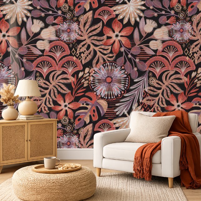 Weelderige Boho Tropische Botanische Tuin Behang (Creator heeft geüpload)