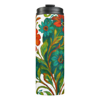 Weelderige botanische print - Levendige bloemen en Thermosbeker