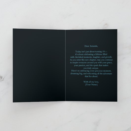 Weelderige Chic Sapphire Blue en Black 50e verjaar Kaart (Binnen)