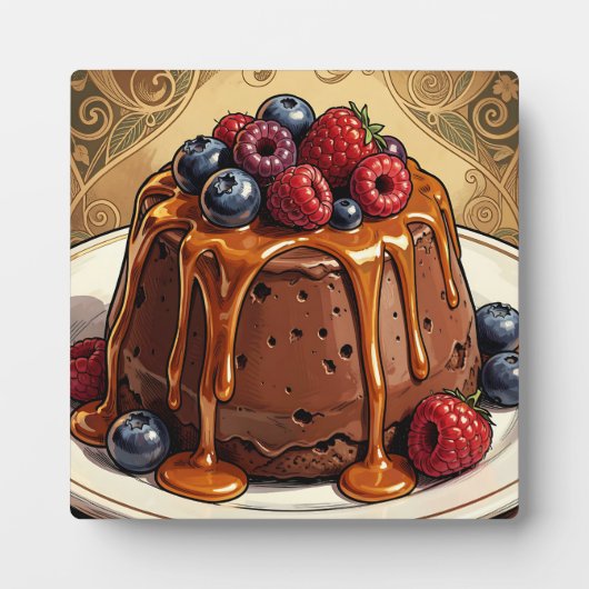 Weelderige Chocolade Caramel Besencake Fotoplaat (Voorkant)