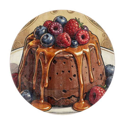 Weelderige Chocolade Caramel Besencake Snijplank (Voorkant)