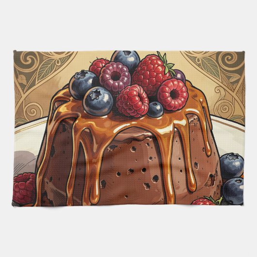 Weelderige Chocolade Caramel Besencake Theedoek (Horizontaal)
