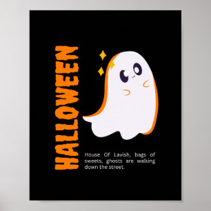 Weelderige Cute Geest Gelukkig Halloween Poster Mu