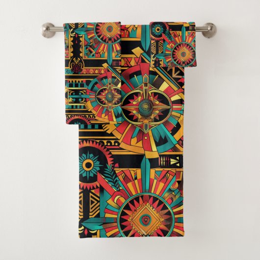 weelderige cyaan "Aztec Dream" pluche badhanddoek  Bad Handdoek (Insitu)
