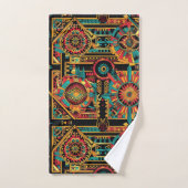 weelderige cyaan "Aztec Dream" pluche badhanddoek  Bad Handdoek (Handdoek)