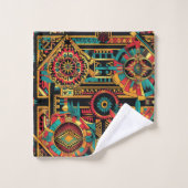 weelderige cyaan "Aztec Dream" pluche badhanddoek  Bad Handdoek (Wasdoekje)